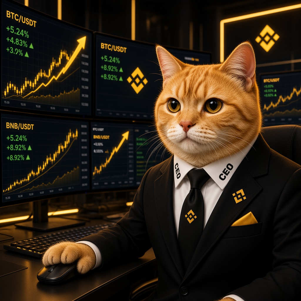StockCat on the Binance trading floor