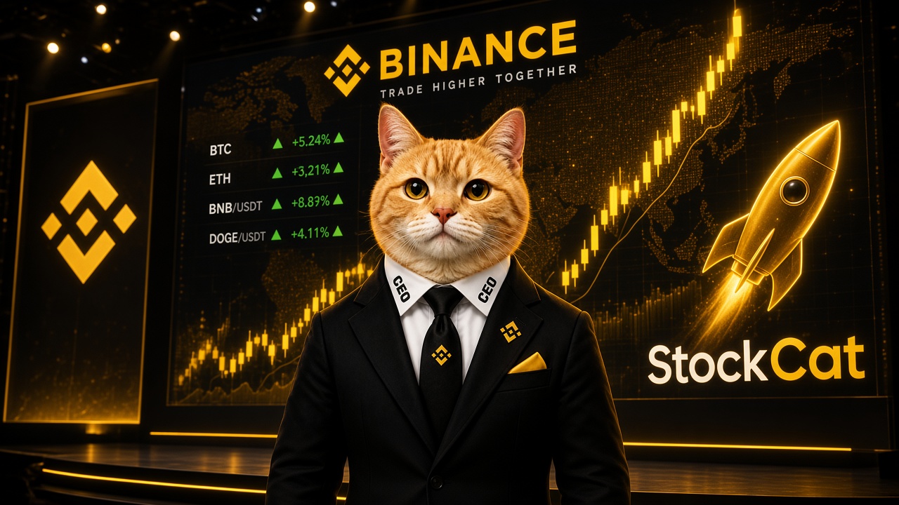 StockCat on the Binance keynote stage